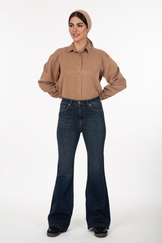 شلوار جین زنانه بوتکات فلکس(کشی) آبی تیره رویال جین Royal Jeans