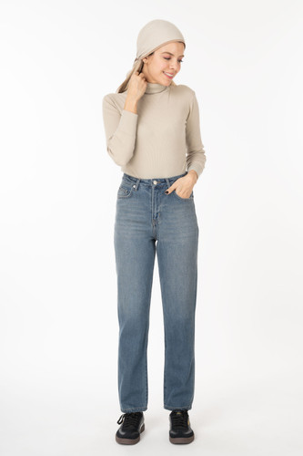 شلوار جین زنانه اسلیم استریت(راسته اسلیم) آبی کثیف شور جک پات رویال جینroyal jeans