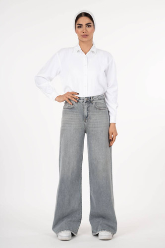 شلوار جین زنانه بگی طوسی ابی روشن رویال جک پات Royal Jackpot