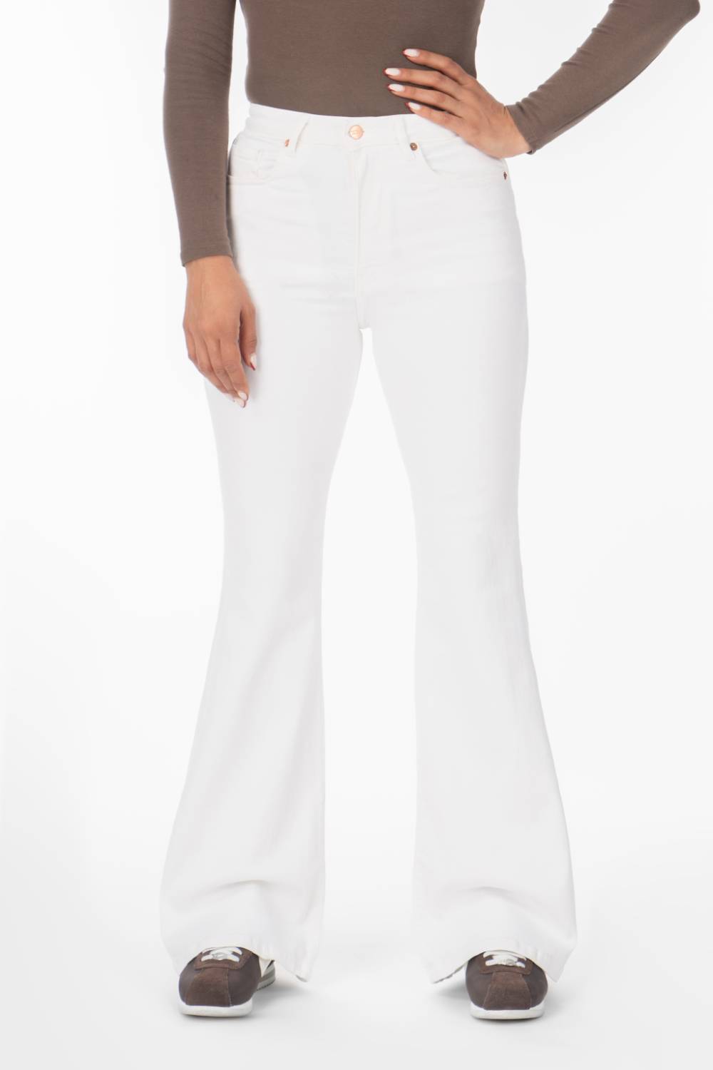 شلوار جین زنانه بوت‌کات فلکس(کشی) سفید  رویال جین Royal Jeans